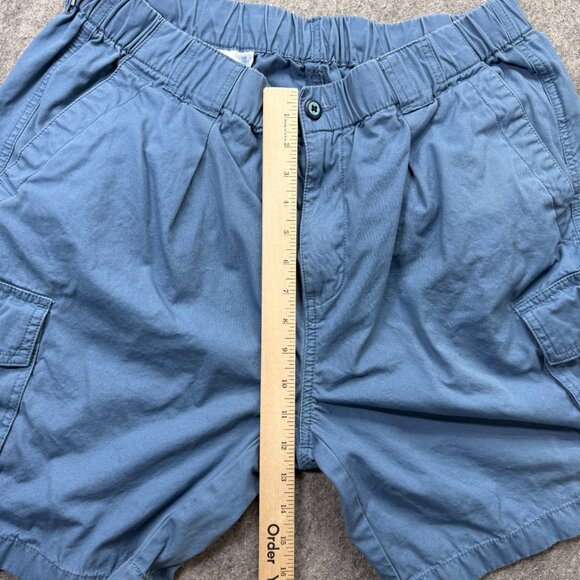 Tommy Cargo Shorts Men L Blue Elastic Patio Drawstring Relax Twill 8" - Picture 16 of 16